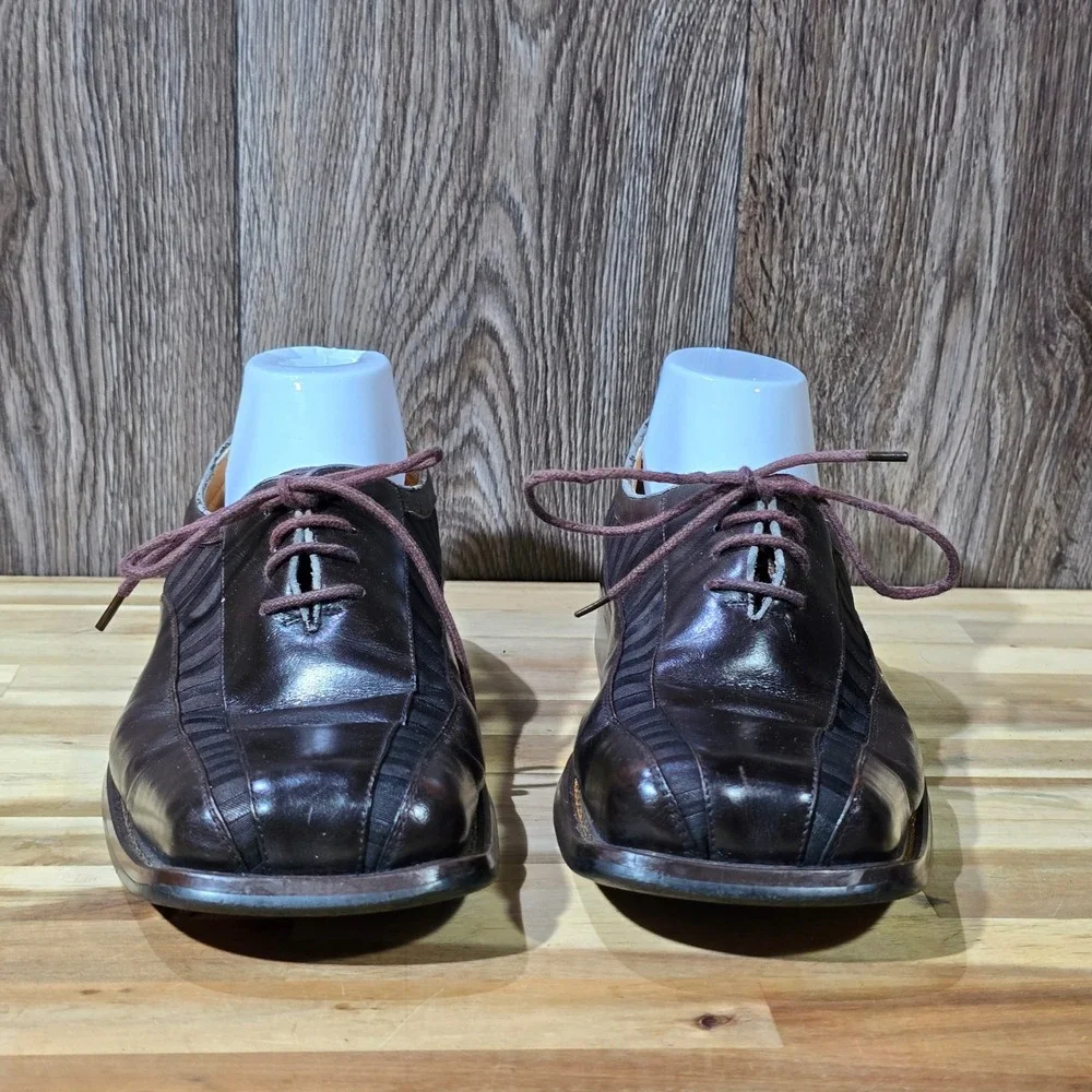 Zota Men's 9.5 Brown Leather Square Toe Oxford Lace Up Dress Shoes Formal‎ Wear
